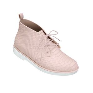 Melissa + Baja East desert Python Chukka Boot lace up snake textured pink US6